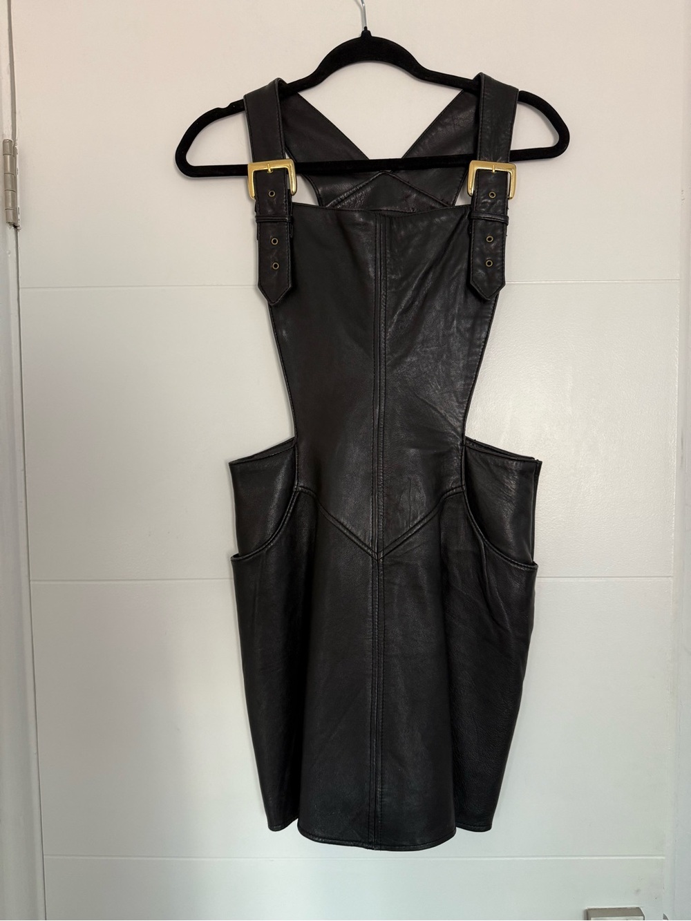 Black Leather Pinafore Dress